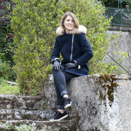 Gant cuir dame - Le Lapin Chic noir - doublure beige Gant cuir dame - Le Lapin Chic noir - doublure beige