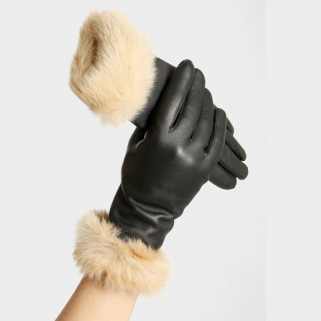 Gant cuir dame fourré lapin beige - Le Magnifique Gant cuir dame fourré lapin beige - Le Magnifique