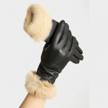 Gant cuir dame fourré lapin beige - Le Magnifique Gant cuir dame fourré lapin beige - Le Magnifique