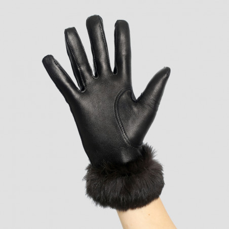 Gant cuir dame fourré lapin noir - Le Magnifique Gant cuir dame fourré lapin noir - Le Magnifique