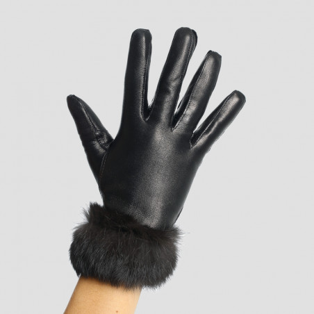 Gant cuir dame fourré lapin noir - Le Magnifique Gant cuir dame fourré lapin noir - Le Magnifique