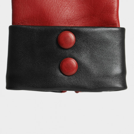 Le Rétro - Gant dame en cuir noir et rouge Le Rétro - Gant dame en cuir noir et rouge