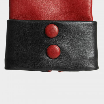Le Rétro - Gant dame en cuir noir et rouge Le Rétro - Gant dame en cuir noir et rouge