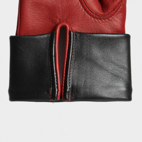 Le Rétro - Gant dame en cuir noir et rouge Le Rétro - Gant dame en cuir noir et rouge
