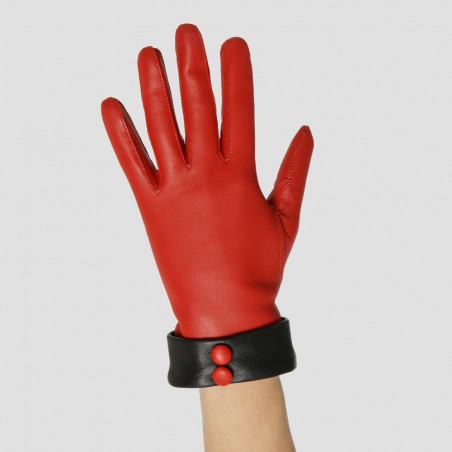 Le Rétro - Gant dame en cuir rouge & noir Le Rétro - Gant dame en cuir rouge & noir