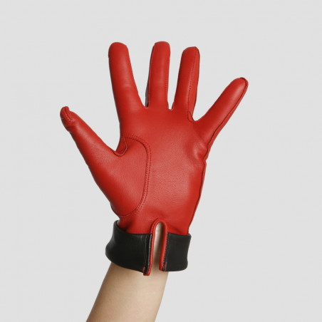 Le Rétro - Gant dame en cuir rouge & noir Le Rétro - Gant dame en cuir rouge & noir